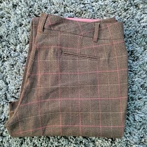 Size 11 pink and brown plaid wide leg pants